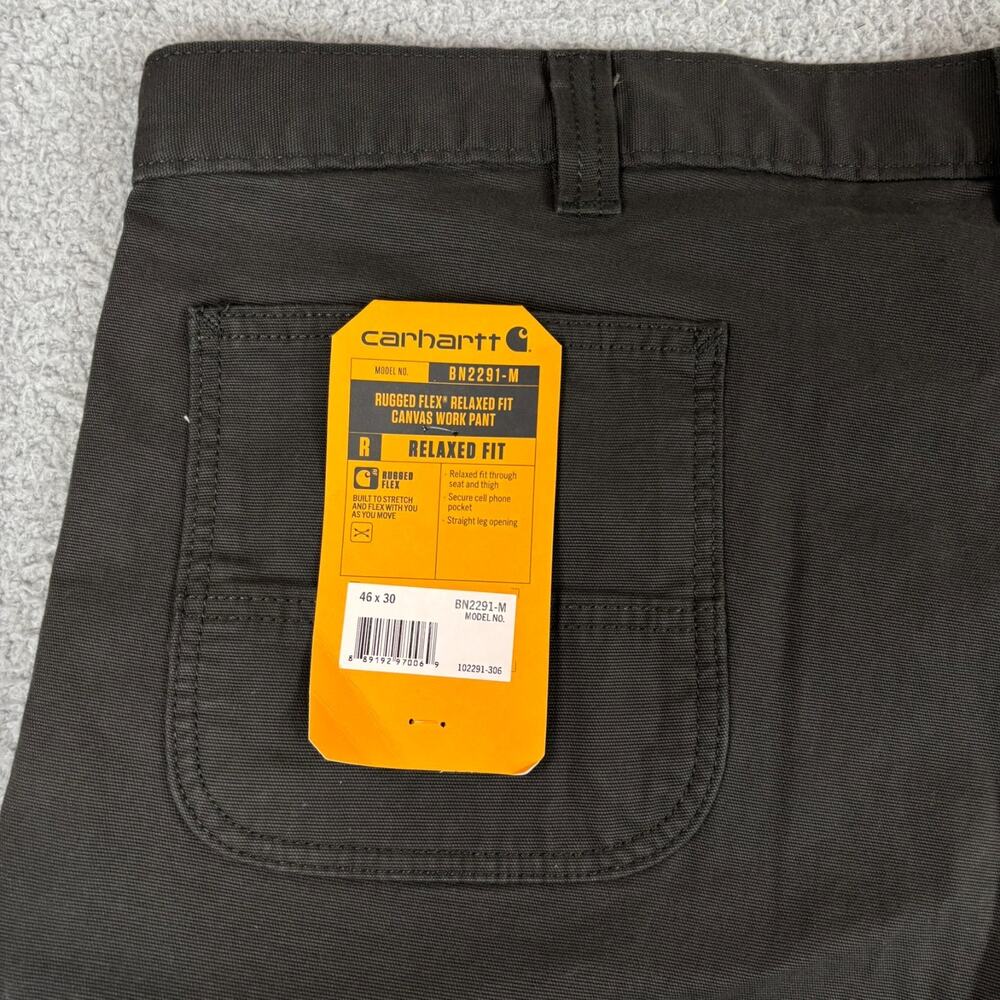 Carhartt Rugged Flex Relaxed Fit Canvas Work Pant Mens 46x30 Workwear BN2291-M - Picture 2 of 11
